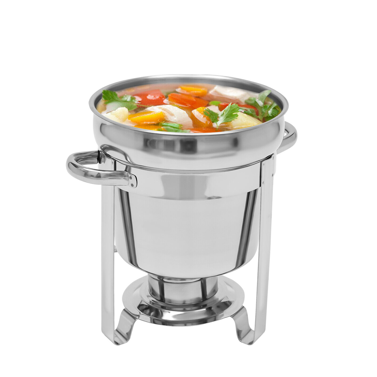 FETCOI 7L Round Soup Chafer Catering Chafing Dish Food Pan Warmer Stainless Steel