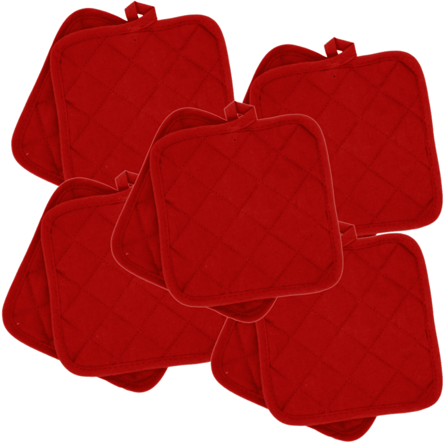 Pot Holders 7 Square Solid Color (Pack of 6) - Red - Pot Holders For Kitchen