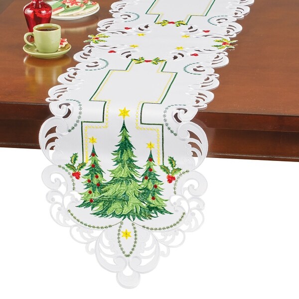 Embroidered Decorative Trees Holiday Table Linens