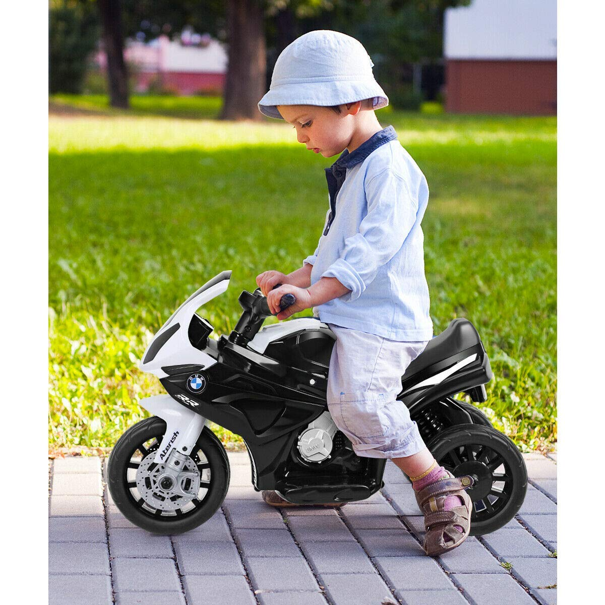 Costzon Kids Ride on Motorcycle, Licensed BMW 6V Battery Powered 3 Wheels Motorcycle Toy for Children Boys & Girls