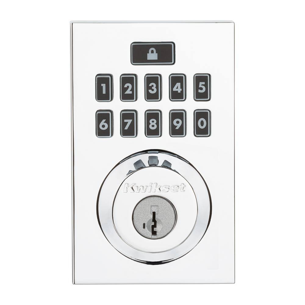 Kwikset Z-Wave SmartCode 914 Contemporary Single Cylinder Polished Chrome Electronic Deadbolt Featuring SmartKey Security 914CNTZW26SMTCD