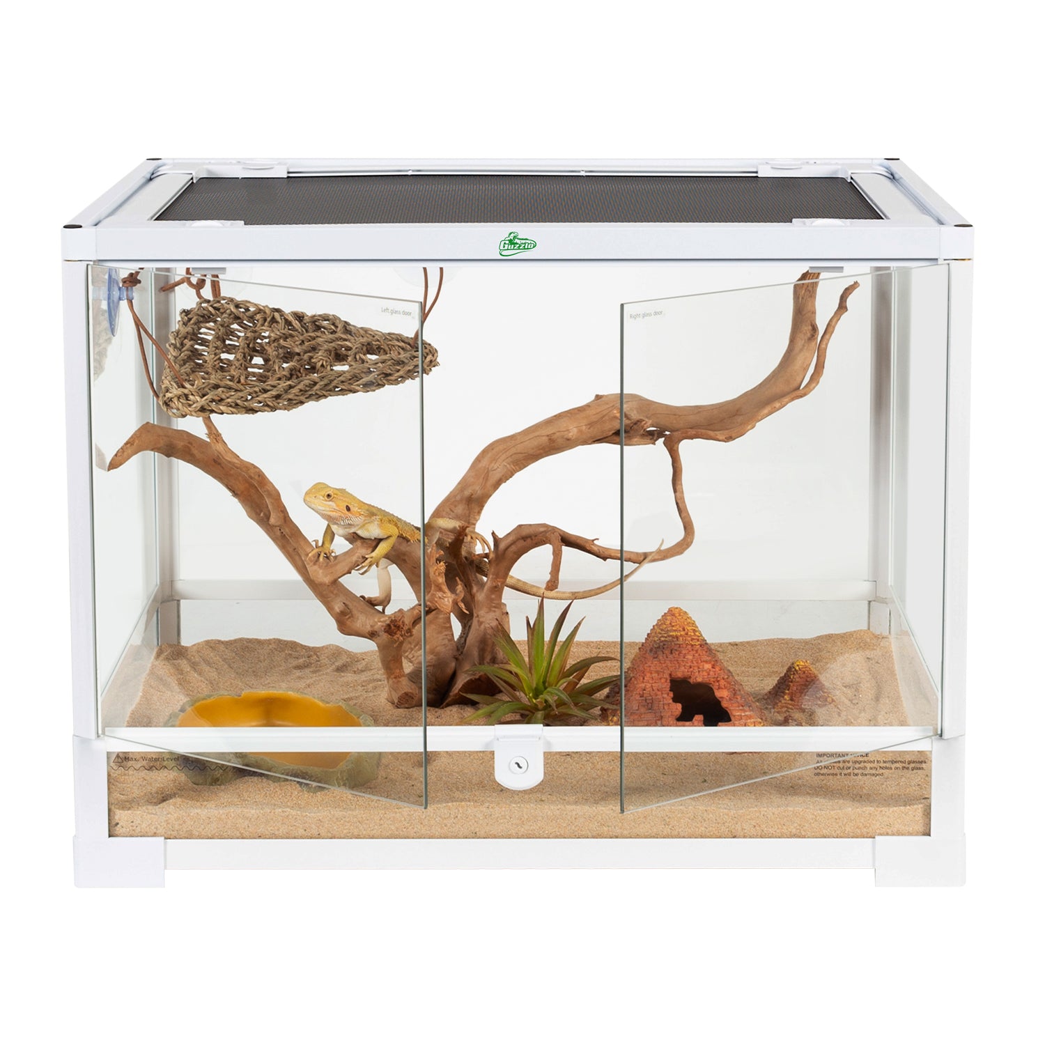 GUZZLO  Front Double Door Opening White Glass Terrarium-24 Gallon