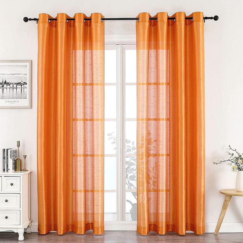 GoodGram Montauk Accents 2 Pack Ultra Luxurious Faux Silk Sheer Grommet Top Curtain Panels