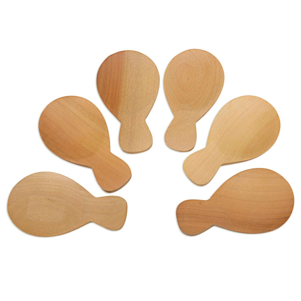 Handmade Time With Friends Wood Sugar Spoons (Set Of 6) Indonesia   3\