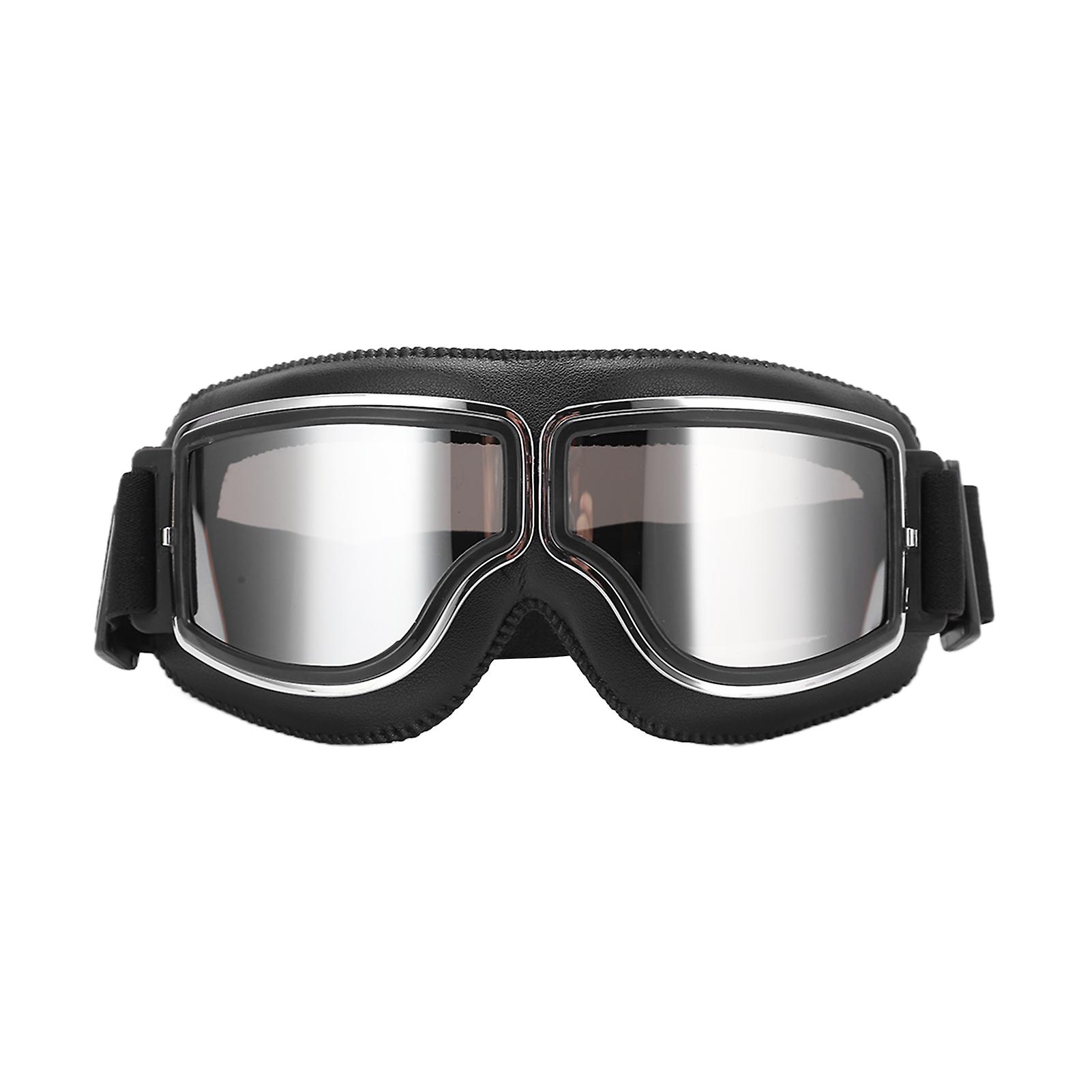 Wind Sand Protection Motorcycle Glasses Adjustable Tightness Outdoor Motocross Gogglesblack Frame Silver Lens