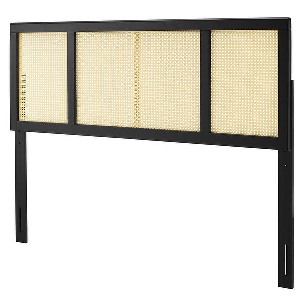 Benson Modern Queen Size Black Wooden Headboard - - 32893280