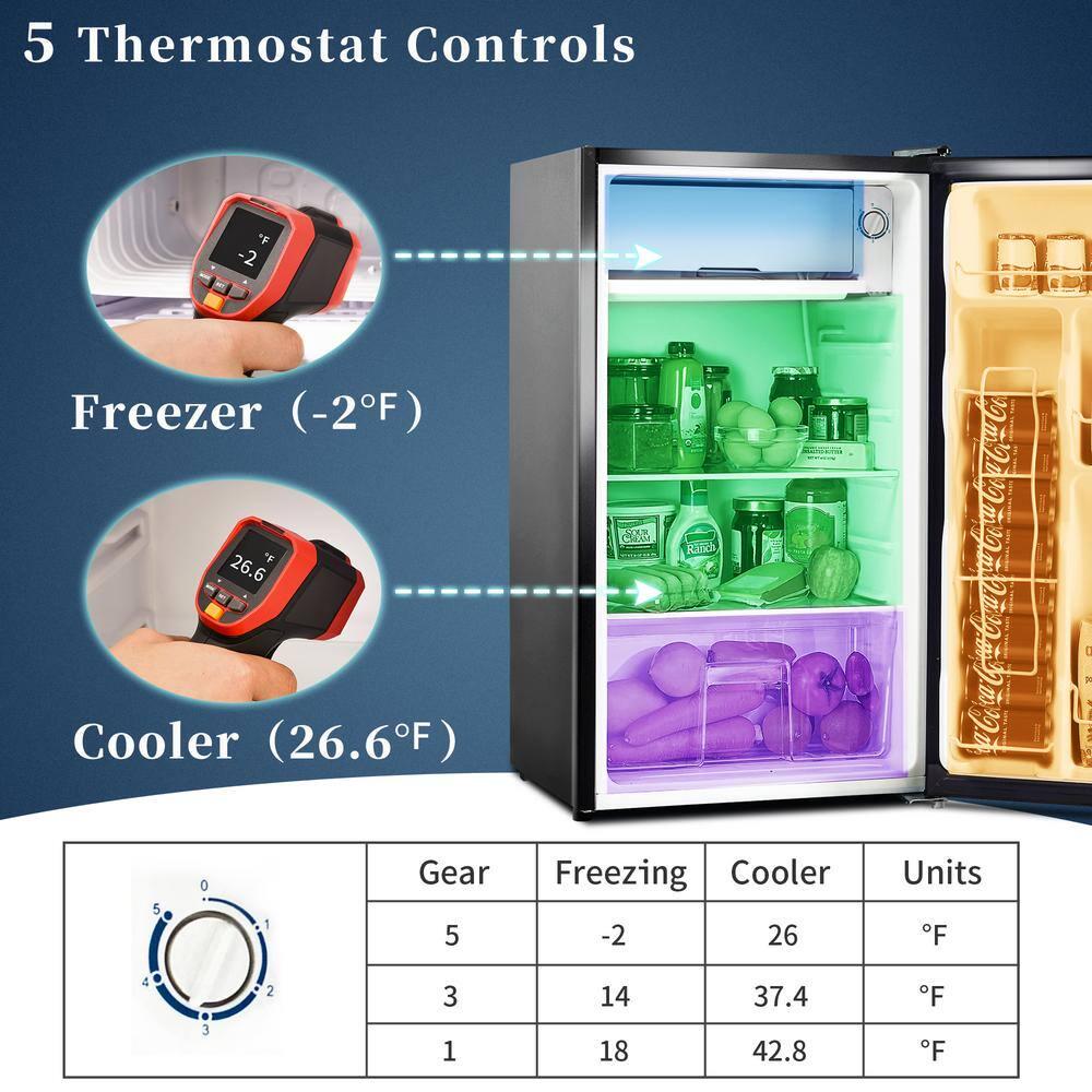 Boyel Living 32 cu ft Compact Mini Fridge in Black with Freezer Reversible Door and 5 Settings Temperature Adjustable