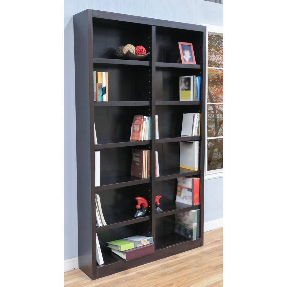 Concepts In Wood 84 in. Espresso Wood 12-shelf Standard Bookcase with Adjustable Shelves MI4884-E