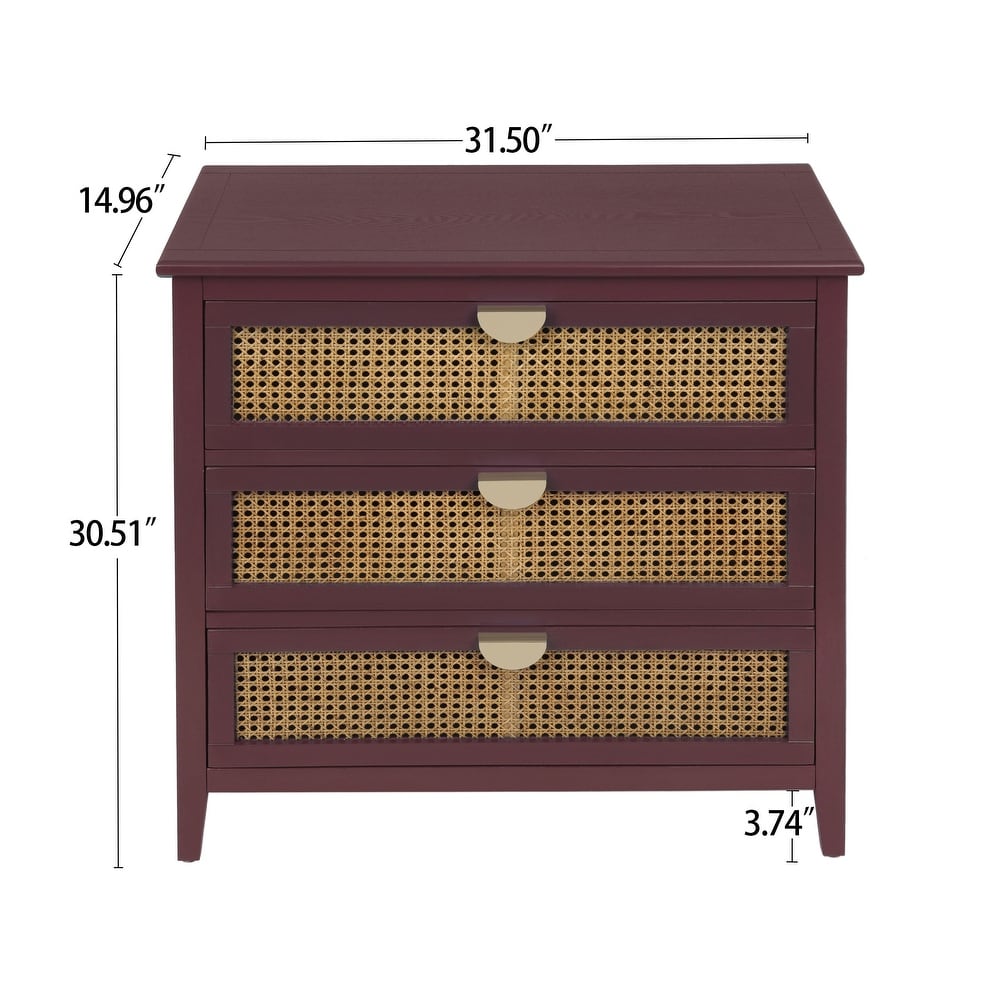 JASIWAY Modern Natural Rattan Storage Cabinet with Drawers