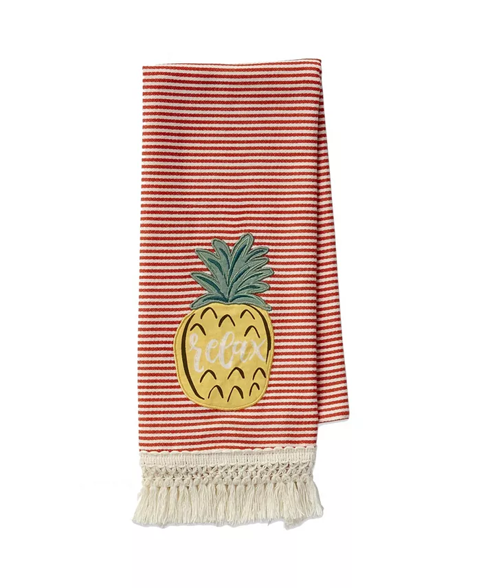 Design Imports Island Tropics Pineapple Embellished Dishtowels Set of 3