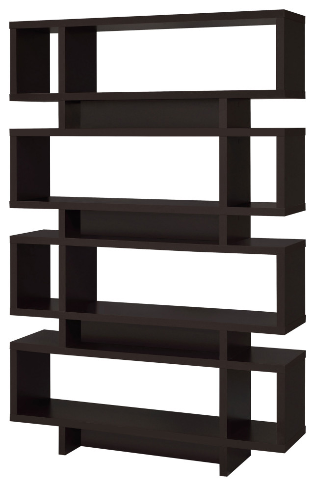 Reid 4 tier Open Back Bookcase Cappuccino   Modern   Bookcases   by Modon  Houzz