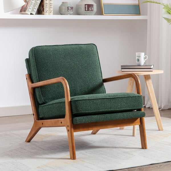 Accent Chair Modern Wood Upholstered Arm Chair