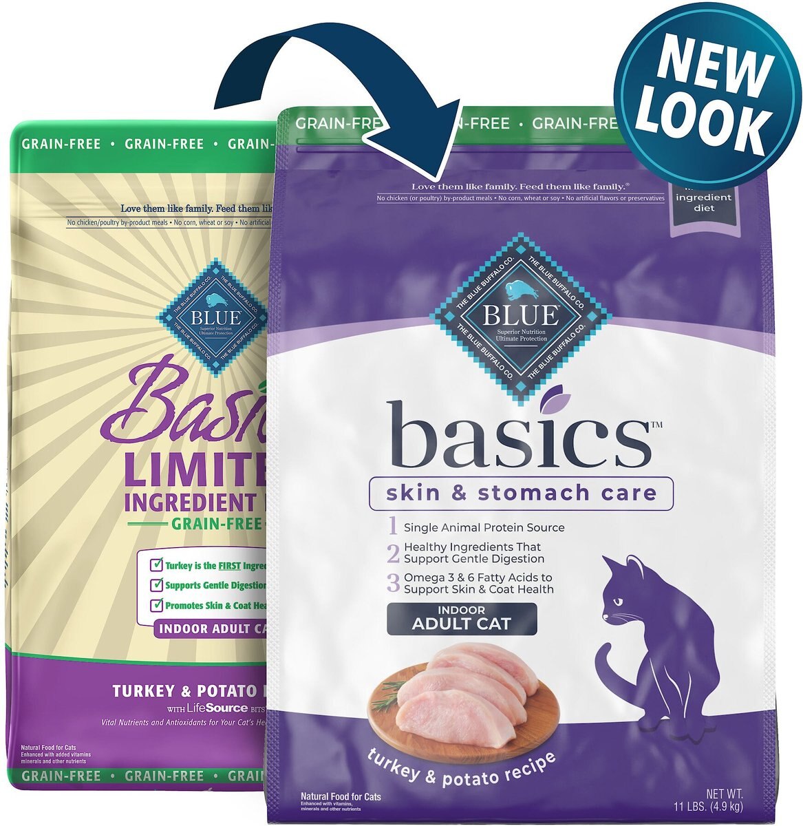 Blue Buffalo Basics Skin and Stomach Care Grain-Free Turkey and Potato Recipe Indoor Adult Dry Cat Food