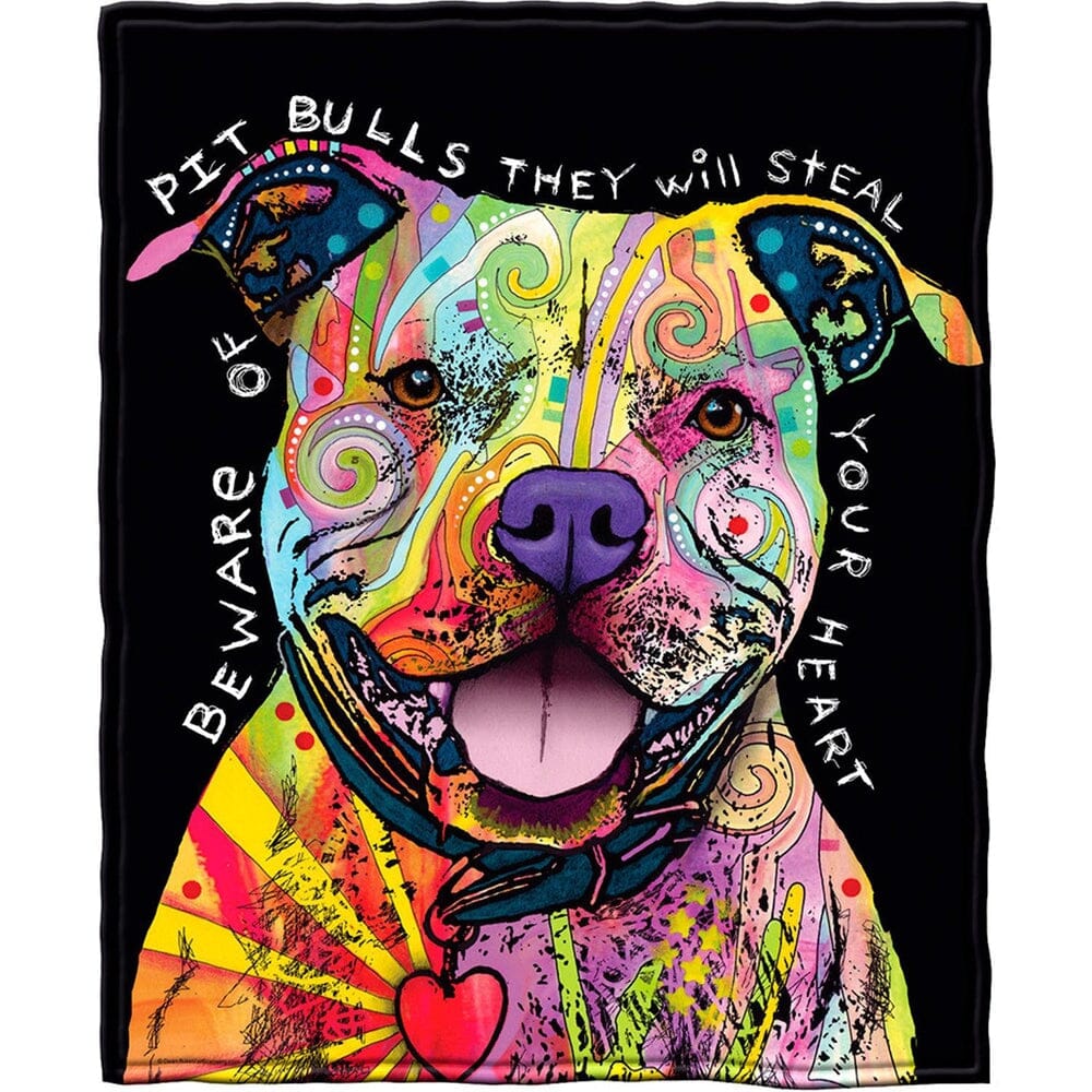 Pit Bull Super Soft Full/Queen Size Plush Fleece Blanket by Dean Russo