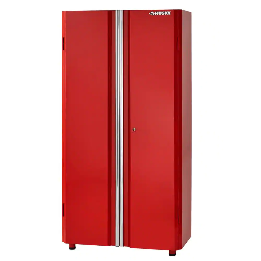 Husky G3602TR-US Ready-to-Assemble 24-Gauge Steel Freestanding Garage Cabinet in Red (36 in. W x 72 in. H x 18 in. D)