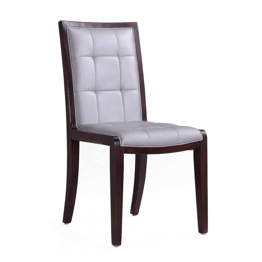 Executor Cream and Walnut Faux Leather Dining Chairs (Set of Two)