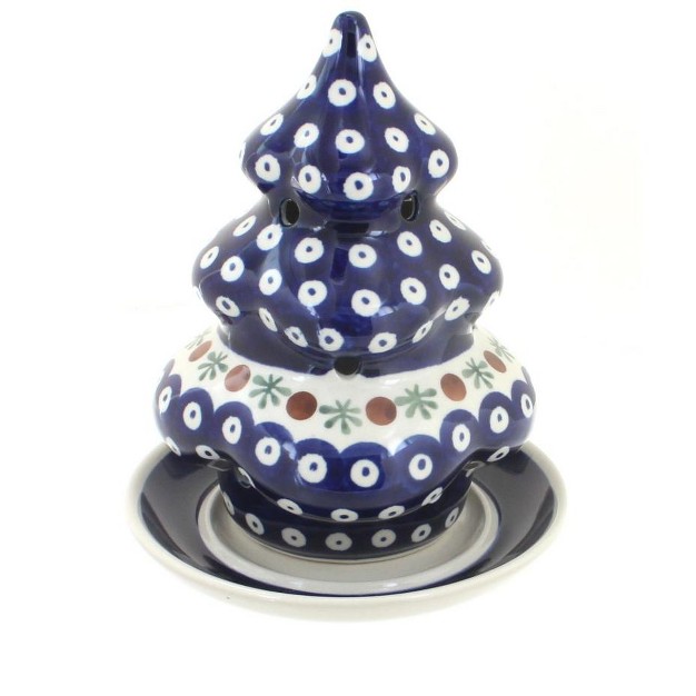 Blue Rose Polish Pottery 1289 Zaklady Christmas Tree Luminary