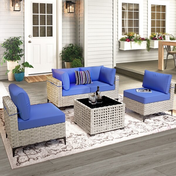 XIZZI 5piece Patio Furniture Wicker Sectional Sofa Set