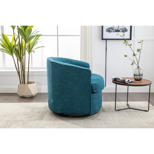 Swivel Barrel Chair Leisure Arm Chair Swivel Barrel Chair Round Accent Sofa Lounge Armchair for Livingroom， Lake Blue