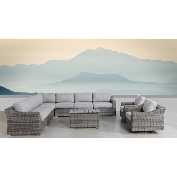 LSI 10 Piece Rattan Sectional Seating Group with Cushions