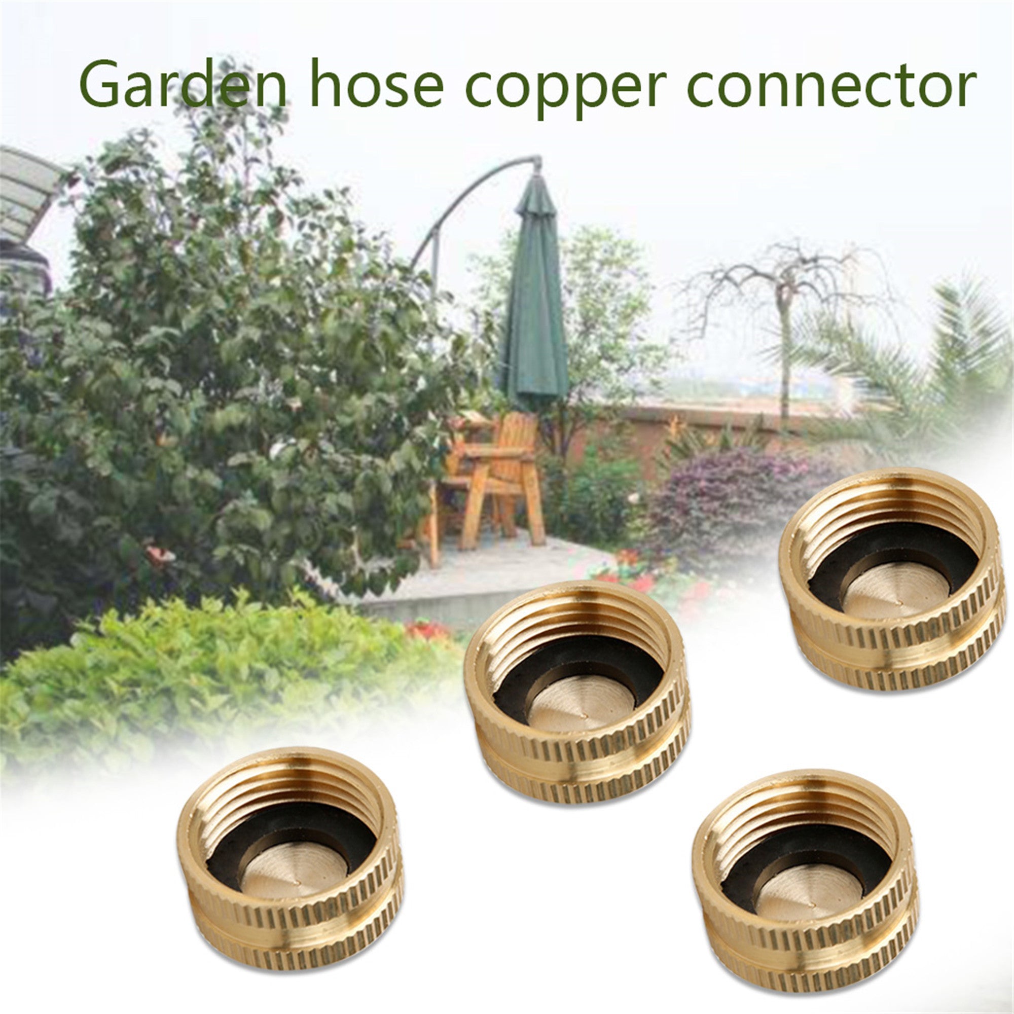 Irene Inevent 4 Pieces Garden Hose Brass Hose Cap with Washers 3/4-Inch Female Thread End Cap