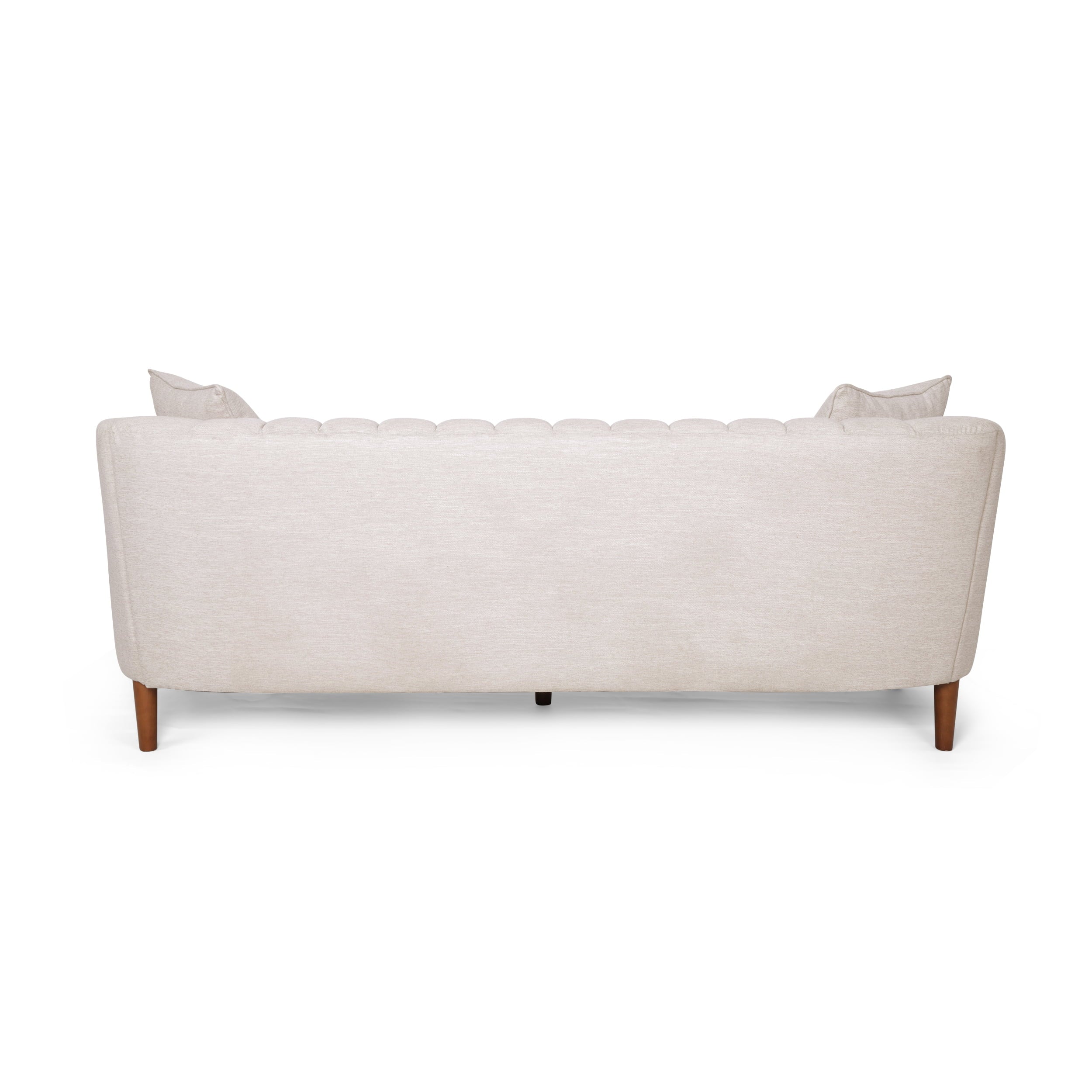 Lagom 3 Seater Tufted Fabric Sofa, Beige, Dark Brown