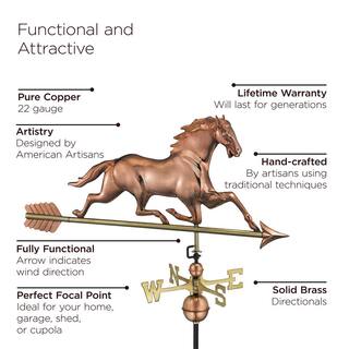 Good Directions Horse Weathervane with Arrow - Pure Copper 580PA