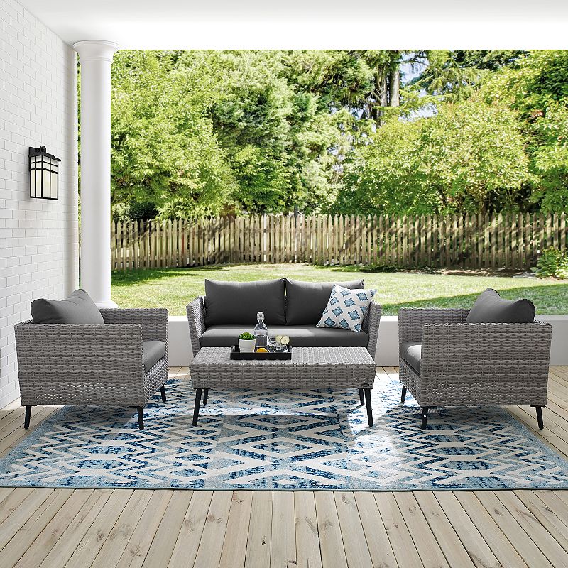 Crosley Richland Patio Wicker Conversation 4-piece Set