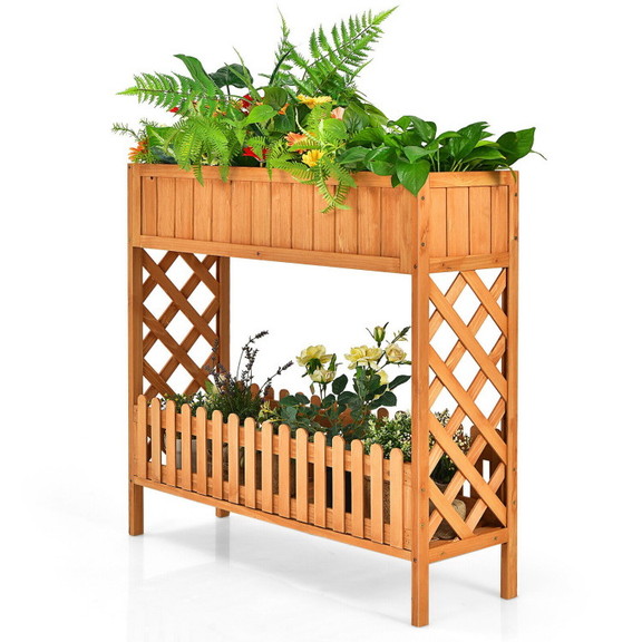 Costway 65149807 2 Tier Raised Garden Bed Elevated...