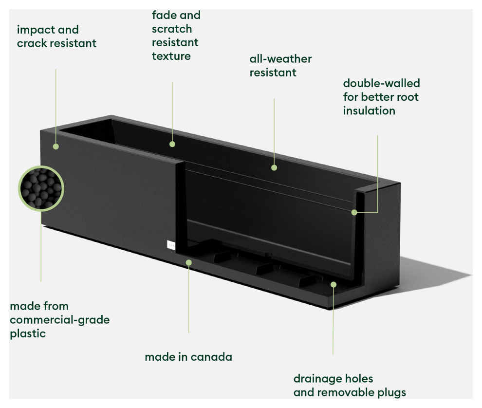 Veradek Block Series Trough 36 quotPlanter   Transitional   Outdoor Pots And Planters   by Veradek  Houzz