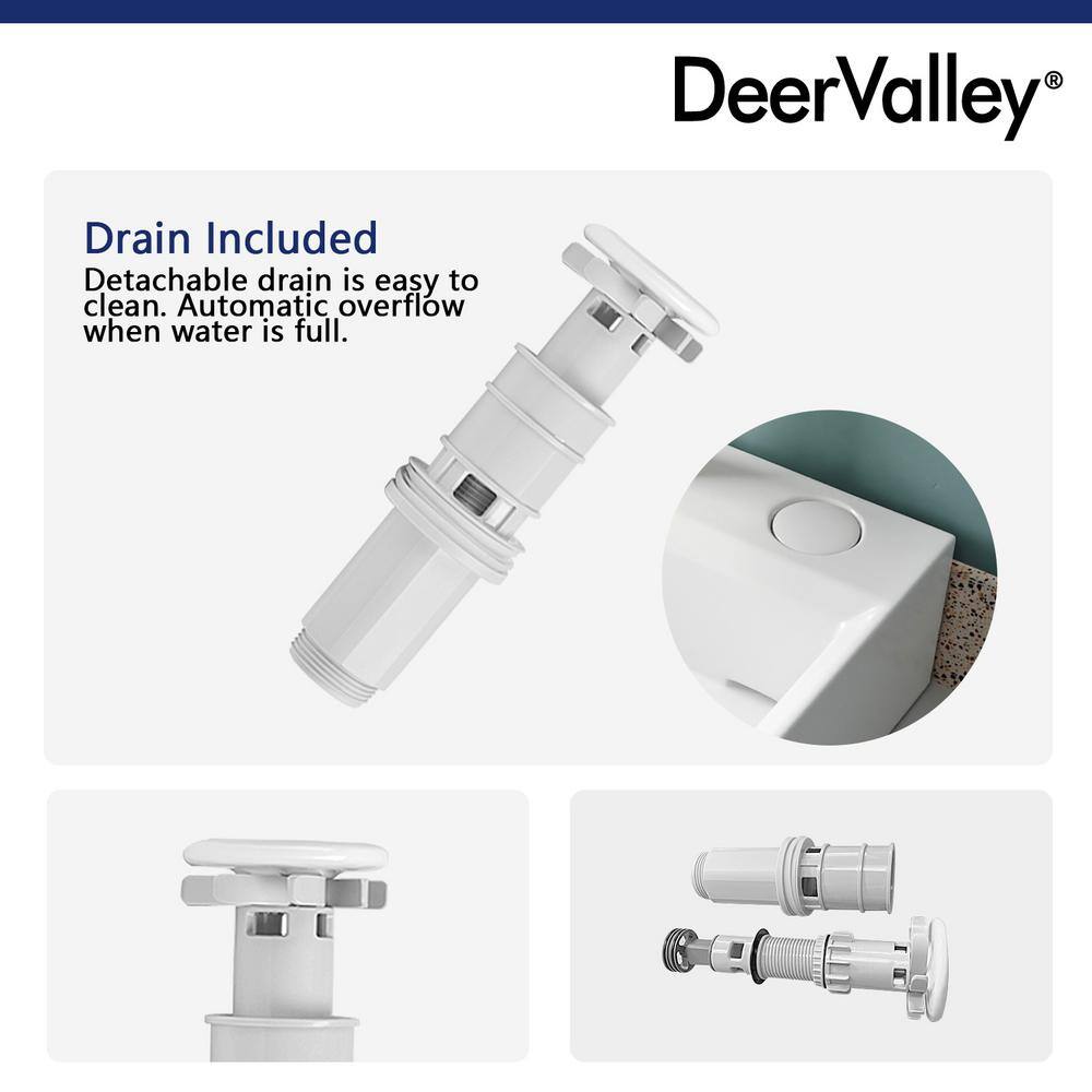 DEERVALLEY Apex White Ceramic Rectangular Vessel Bathroom Sink not Included Faucet with Pop-up Drain DV-1V0046