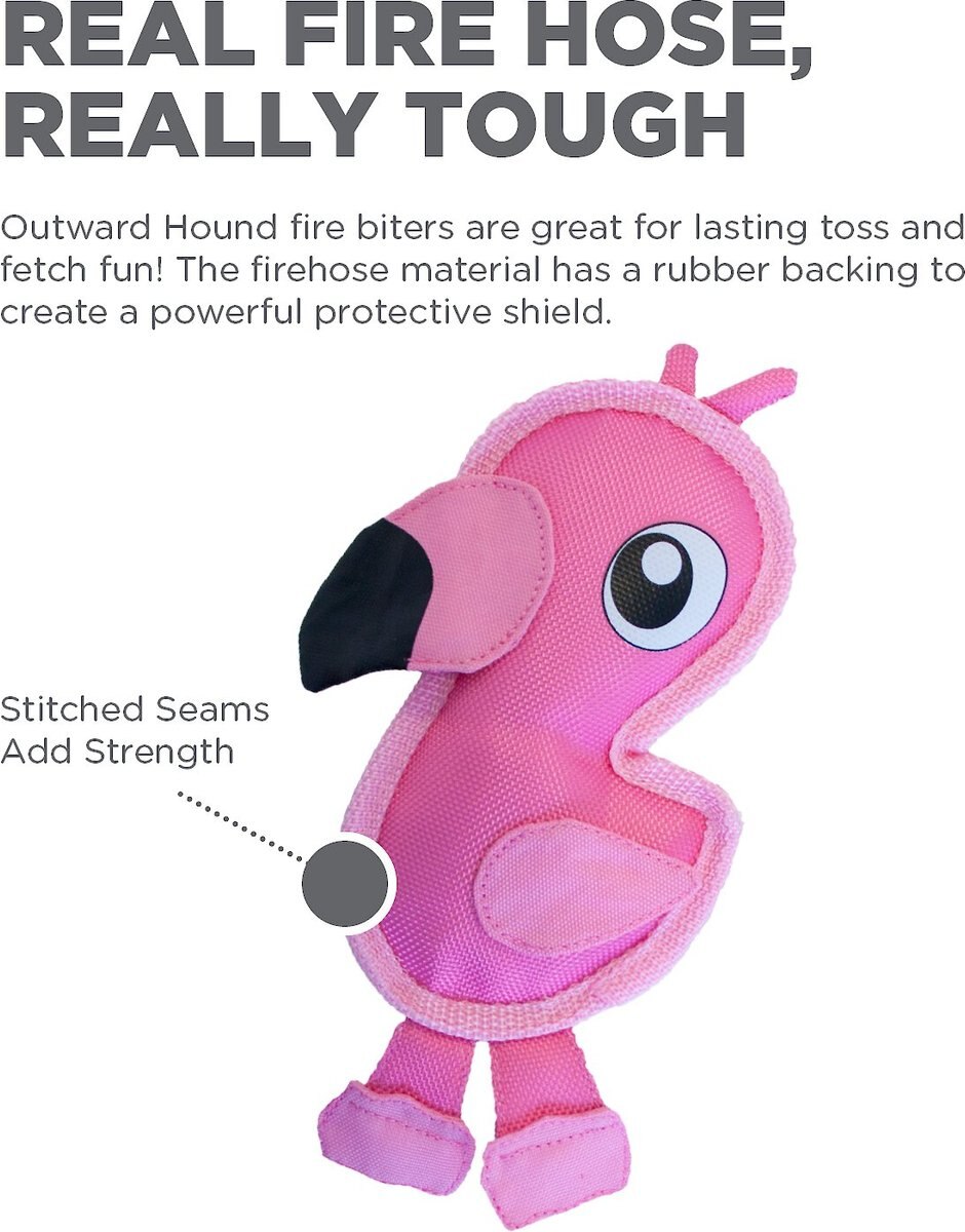 Outward Hound Fire Biterz Squeaky Dog Toy Flamingo