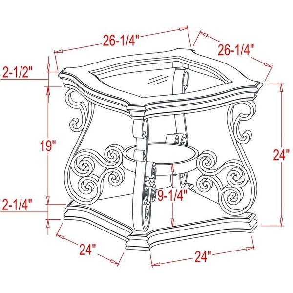 End table， Glass table top， MDF W/marble paper middle shelf， powder coat finish metal legs