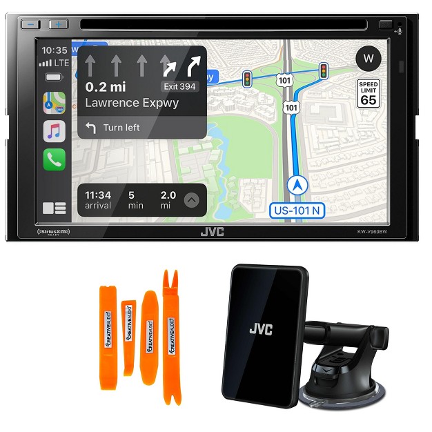 Jvc Kw v960bw Cddvd Av Receiver With Bluetooth wireless Charging Mount Cradle