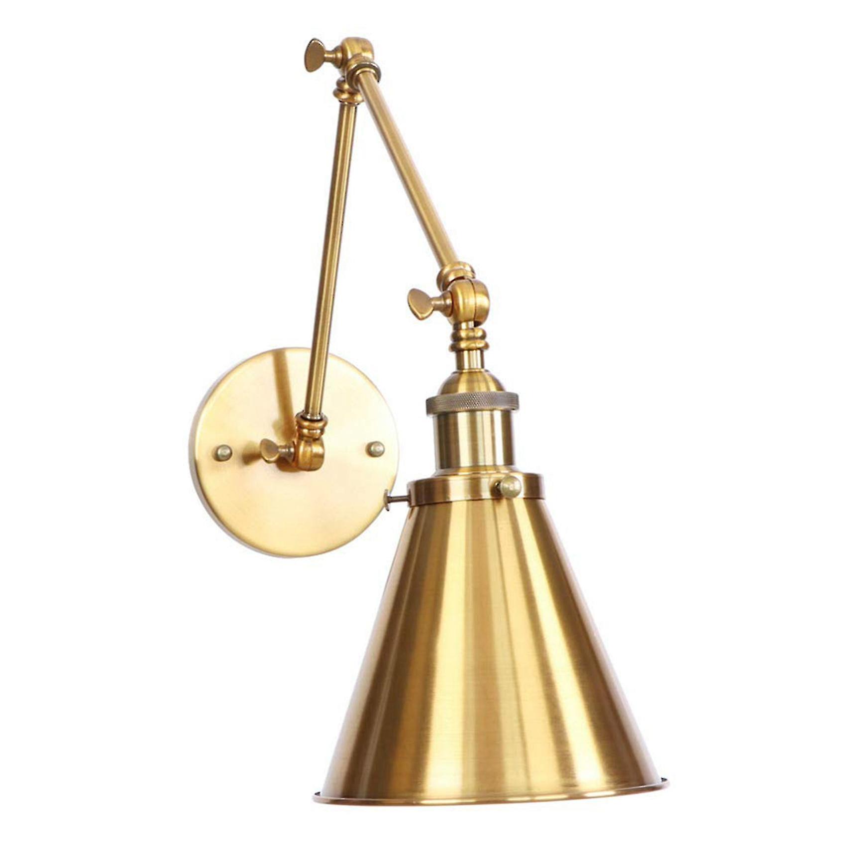 Industrial Wall Sconce Light Brass Cone Shade Wall Light With Adjustable Arm For Indoor Home Bar Wa