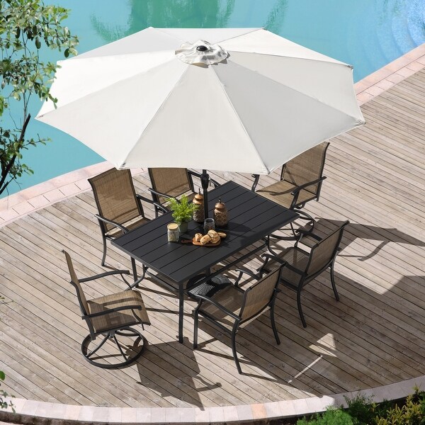 Outdoor 7Piece Dining Set，Textilene Fabric，Powdercoated Iron Frame