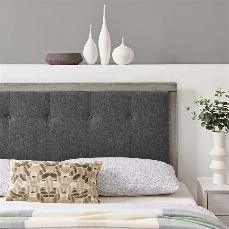 Modway Draper Tufted Full Fabric and Wood Headboard in Gray/Charcoal   Transitional   Headboards   by Homesquare  Houzz