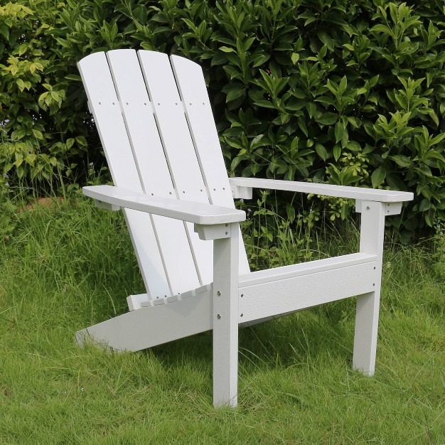 Lakeside Faux Wood Adirondack Outdoor Portable Chair White Merry Products