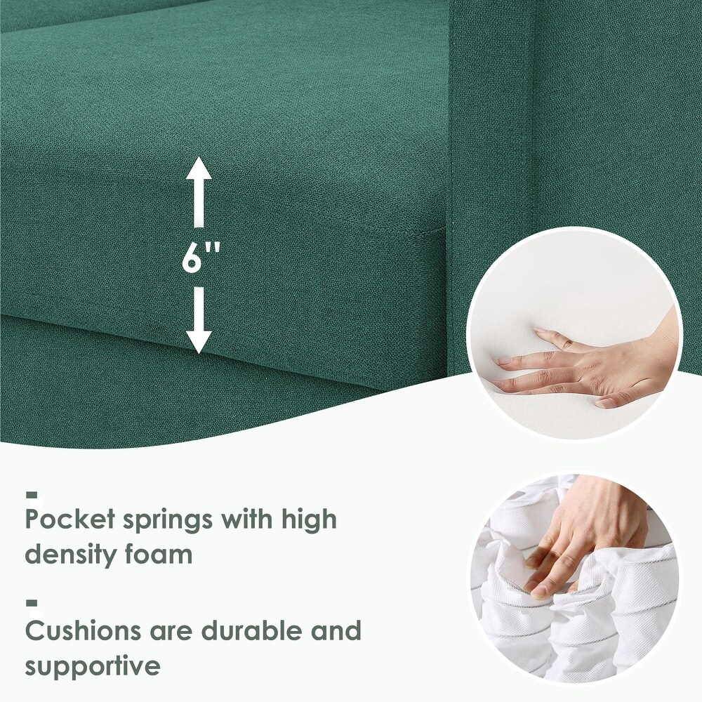 Terrycloth Modern L Shape Sectional Sofa  5 Seat Practical Couch Set with Chaise Lounge and 3 Pillows for Living Room