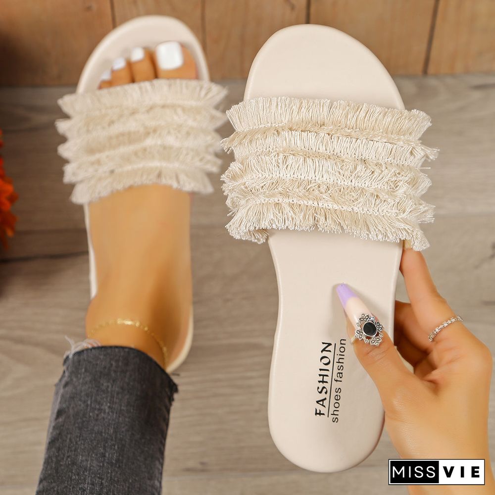 Women Tassel Bohemian Vacation Beach Slippers