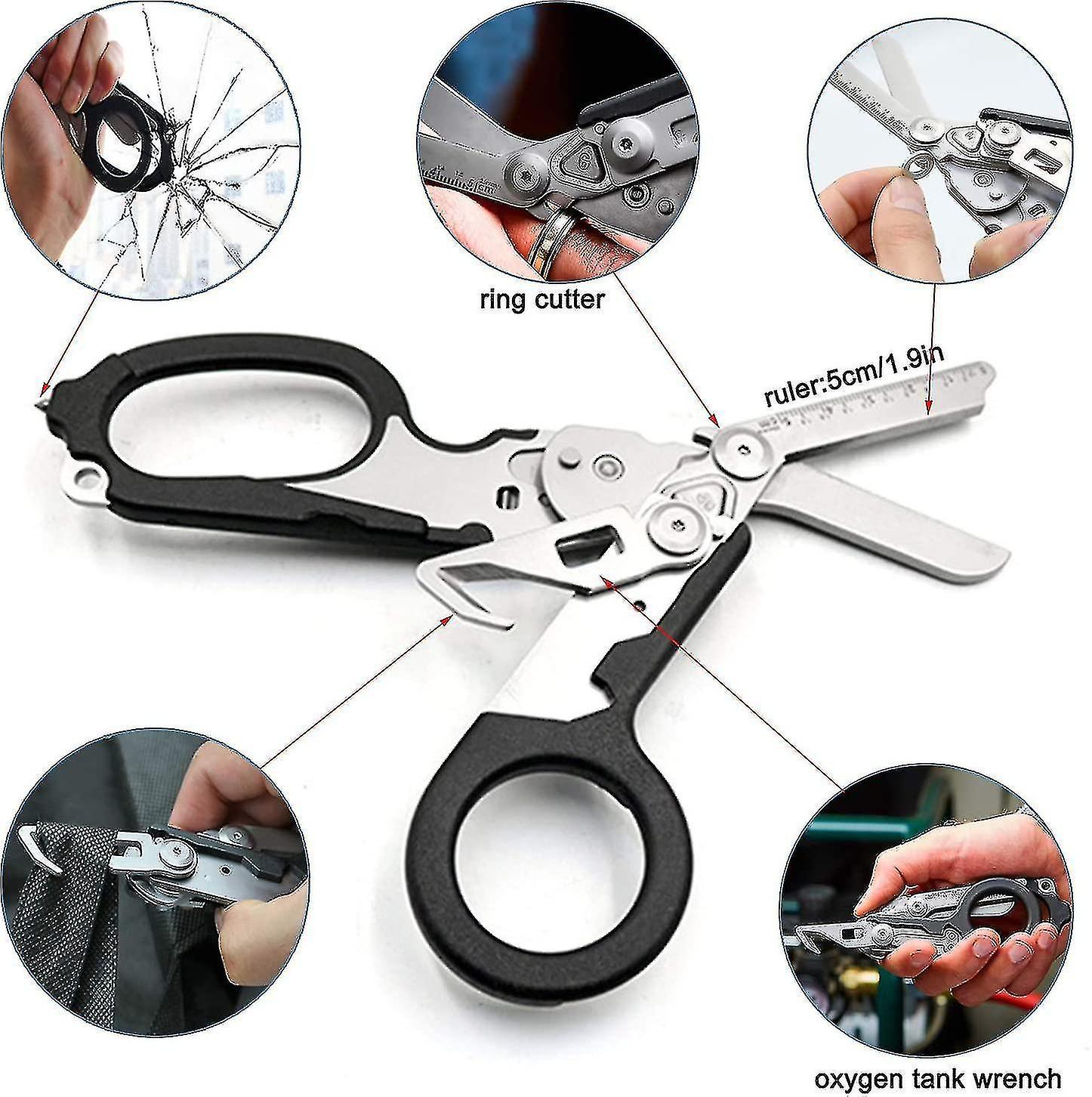 6 In 1 Raptor Response Emergency Shears， Multitool Plier Shears， Tactical Folding Pliers Lh-1