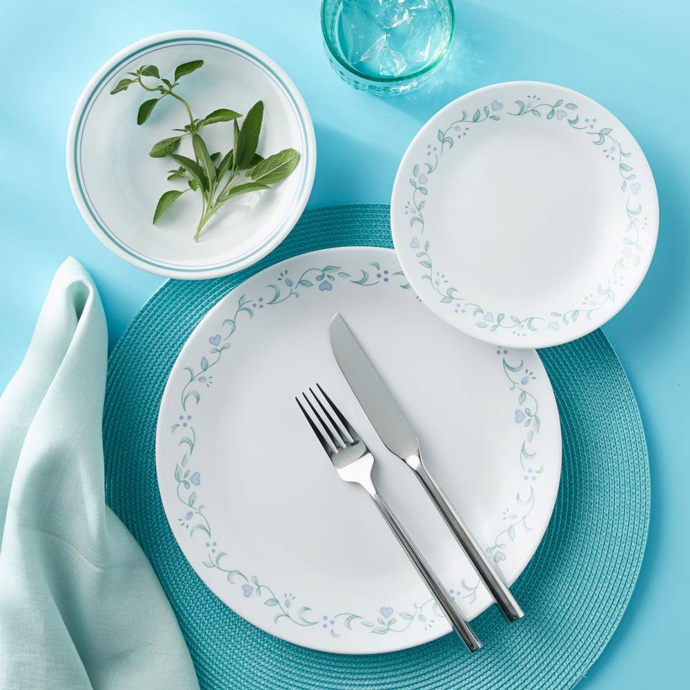 Corelle Country Cottage 18-piece Glass Dinnerware Set Service for 6 White and Blue 1122070
