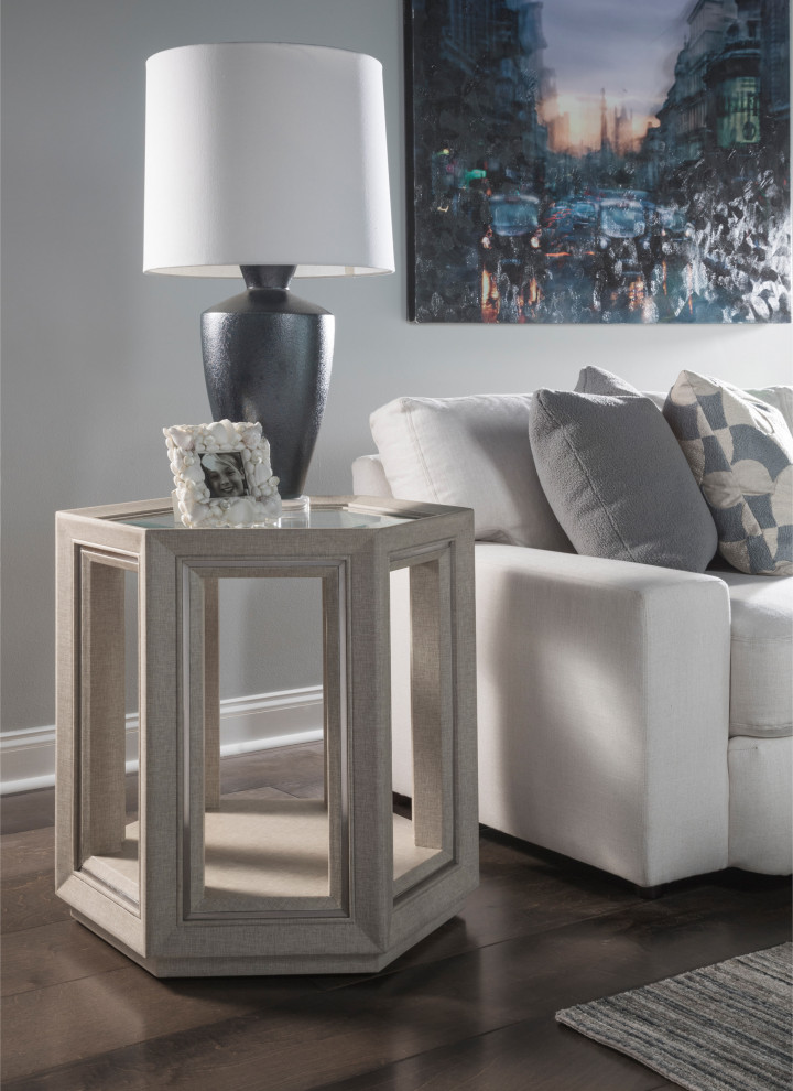 Zeitgeist Linen Hexagonal End Table   Transitional   Side Tables And End Tables   by HedgeApple  Houzz