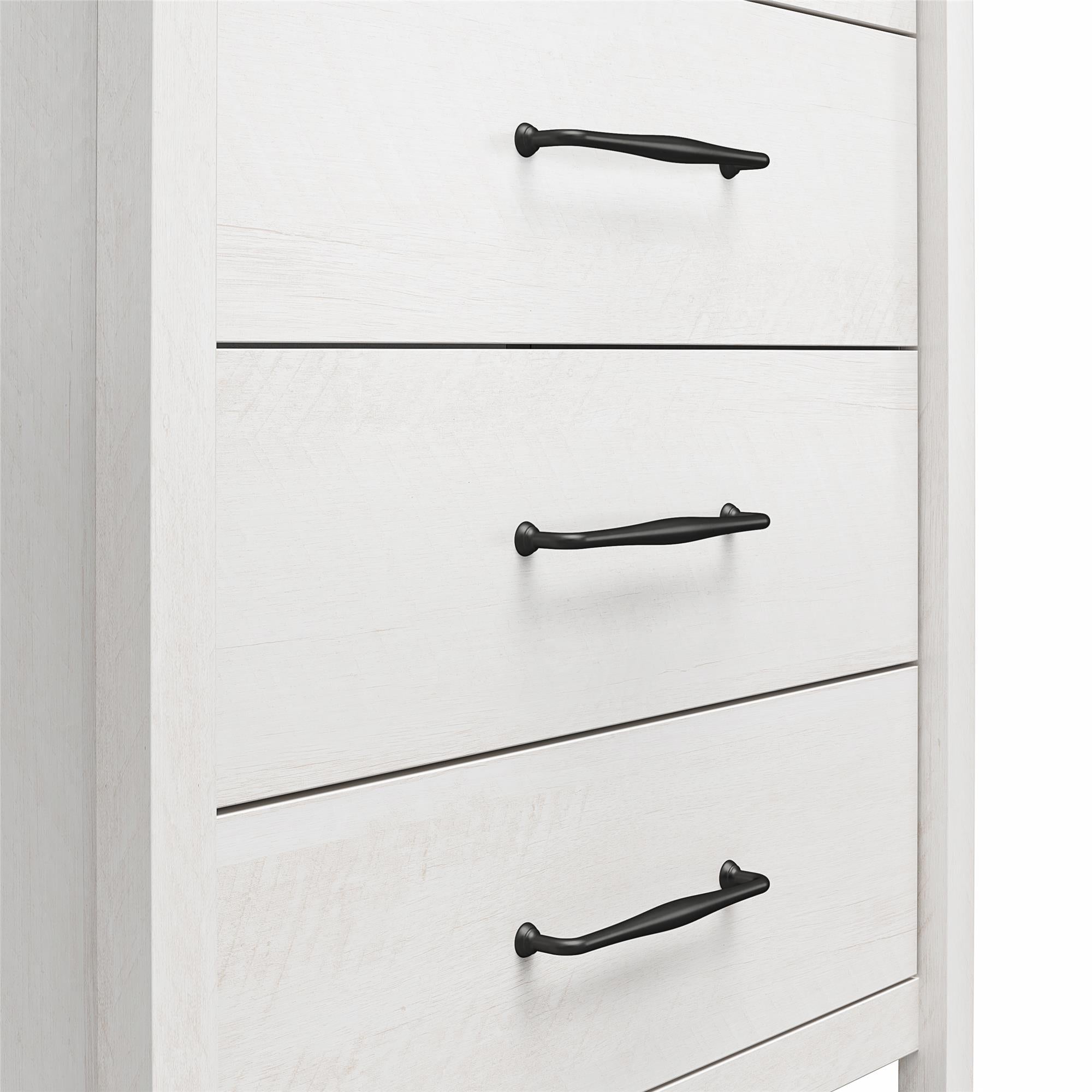 Ameriwood Home Abilene 5 Drawer Tall Dresser with Easy SwitchLock™ Assembly, Ivory Oak