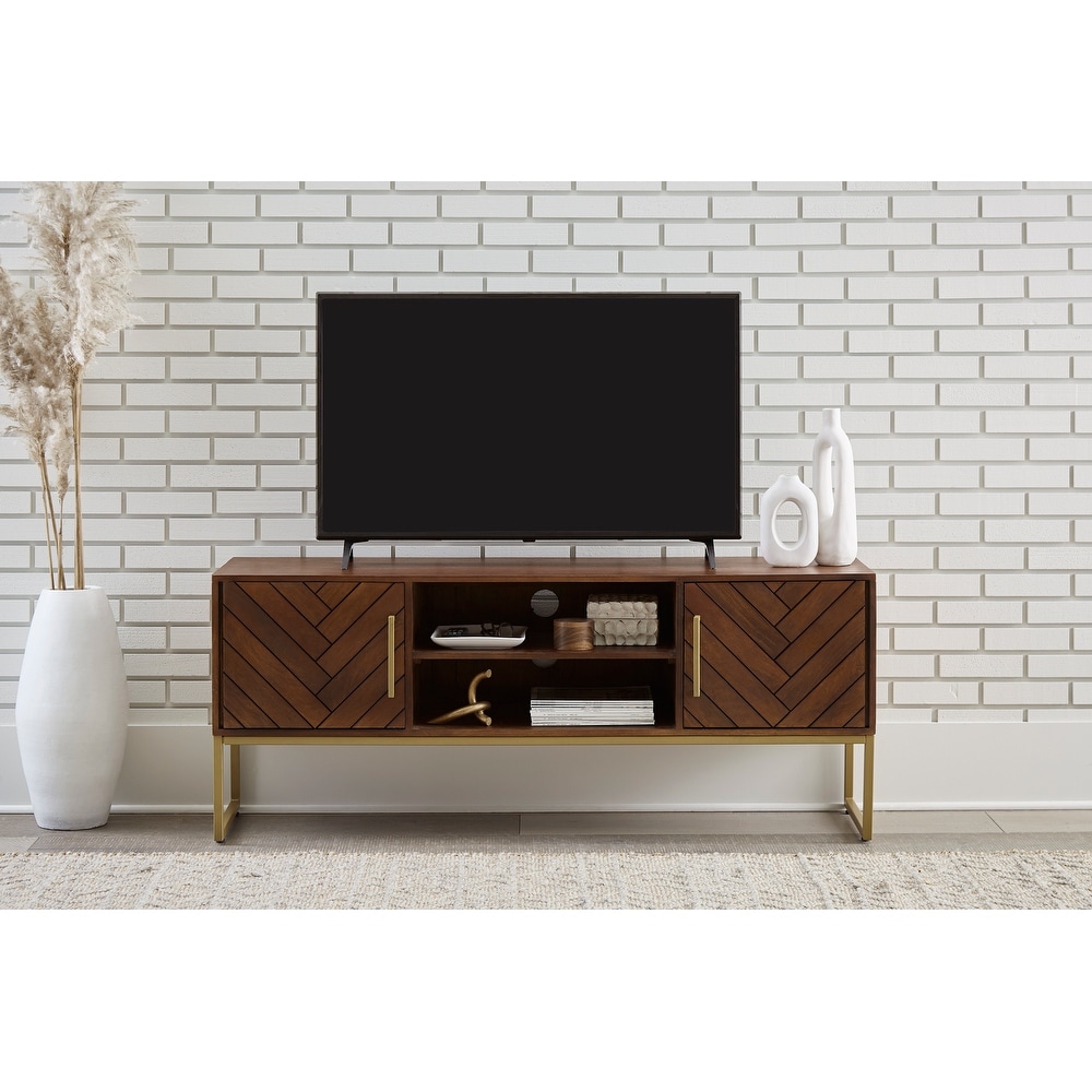 San Marino Fruitwood Solid Wood 59 Inch TV Stand with Storage   59\