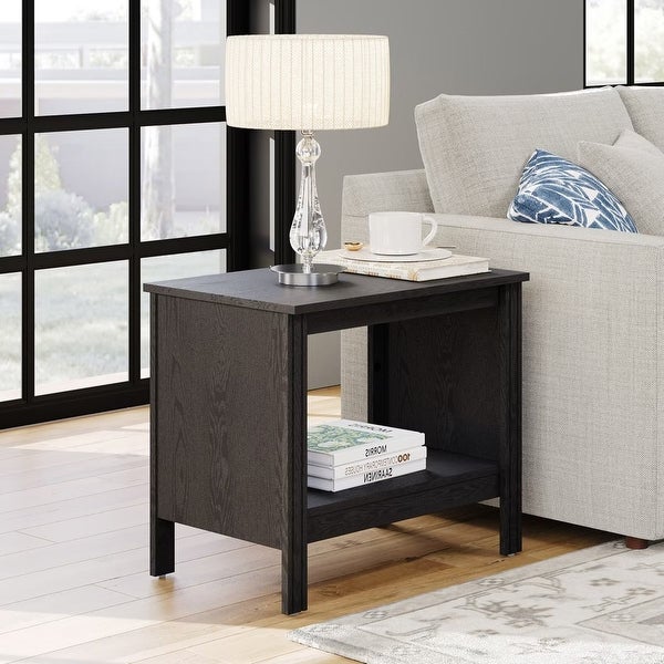 Classic End Table Nightstand， Side Table with Storage Shelf (Set of 2)