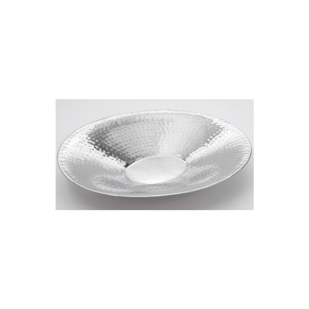 AM American METALCRAFT Inc. 21 in. 192 fl. oz. Hammered Oval Stainless Steel Serving Bowl HMOV1621