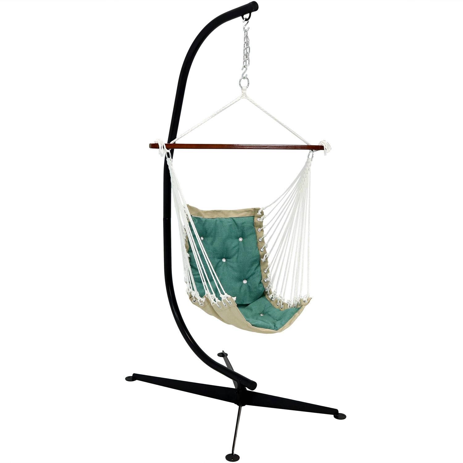 Ultimate Patio Tufted Victorian Hanging Hammock Swing w/ C-Stand