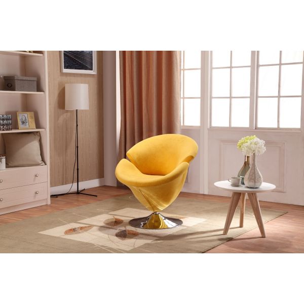 Tulip Swivel Accent Chair in Yellow and Polished Chrome (Set of 2)