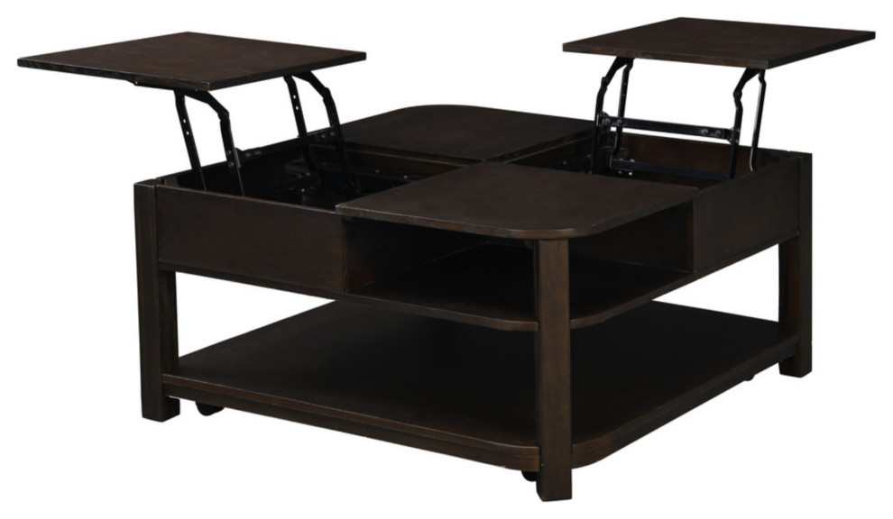 Moyi 3 Piece Lift Top Coffee Table and 2 End Table Set  Modern Dark Brown   Coffee Tables   by VirVentures  Houzz